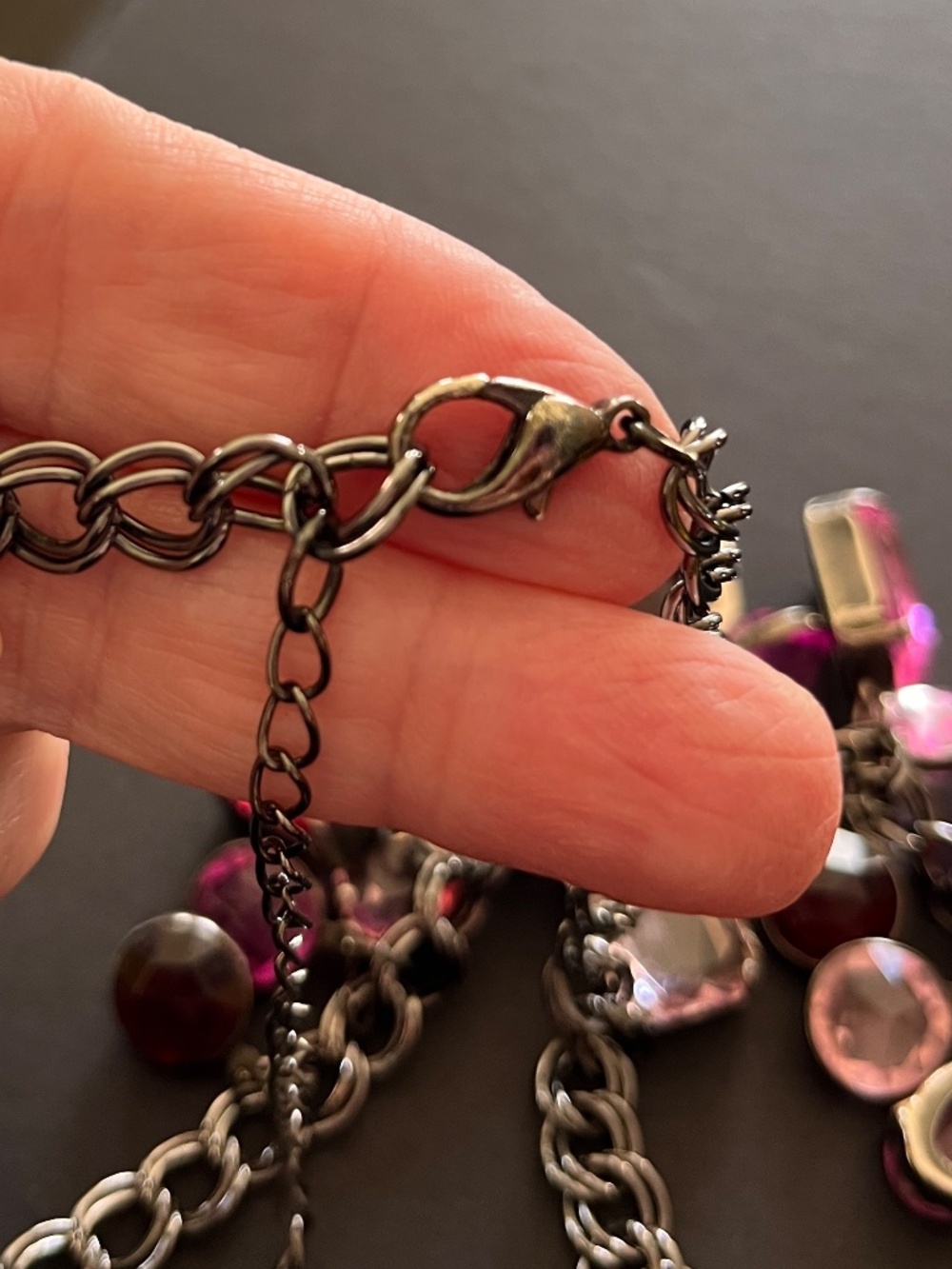 Pink & Ruby Red Rhinestone Statement Bib Necklace - Picture 7 of 12